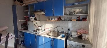 Mavi rəngli modul mətbəx mebeli satılır.orta vəziyyətdə moyka gülbən — 2