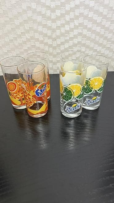 Stəkanlar, rəng - Narıncı, Şüşə, 6 ədədli dəst