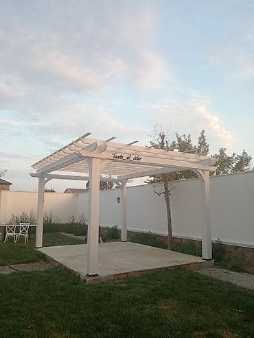 navesler yigilmasi: Açıq havada istirahət üçün dekorativ ağ rəngli pergola - Karkas: ağ — 2
