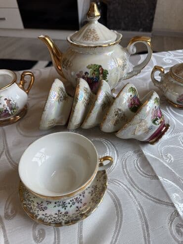 kərə yagi: Çay dəsti, rəng - Qırmızı, Keramika, 5 nəfərlik, Polşa — 3