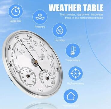 барометр: Barometr.
Termometr - hiqrometr.
 ● Diametr: 128 mm.

bakutool.az — 2