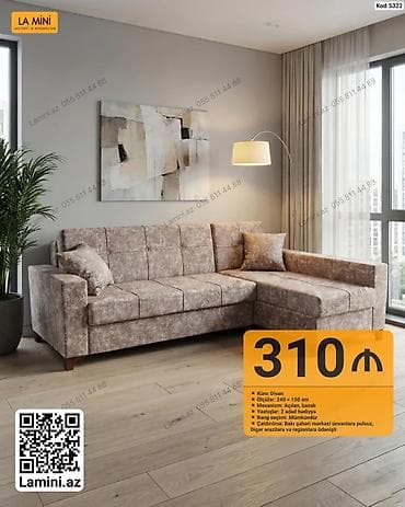 sunger: Künc Divan – Kod: 5322 • Ölçülər: 240 × 150 sm • Mexanizm: Açılan — 1
