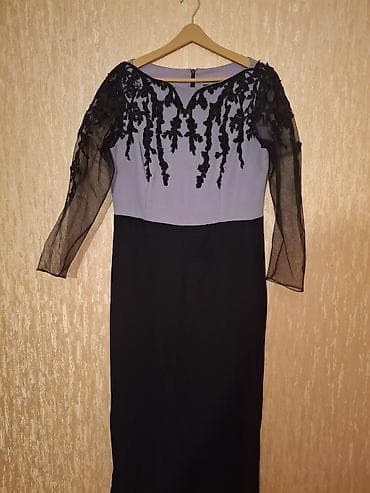 Şıq qadın geyimləri dəsti – 4 məhsul 1) Qara-bənövşəyi uzun ziyafət