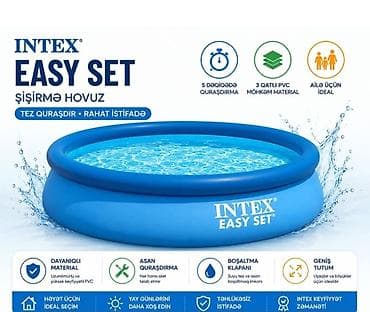 basen: Elektron Nasos Hediyye. Intex 3.96× 0.84 m şişmə hovuz 🌊 Yay mövsümü — 1