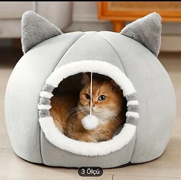 Yeni Pişiklər üçün yumşaq qapalı ev-budka - Material: yumşaq plyuş