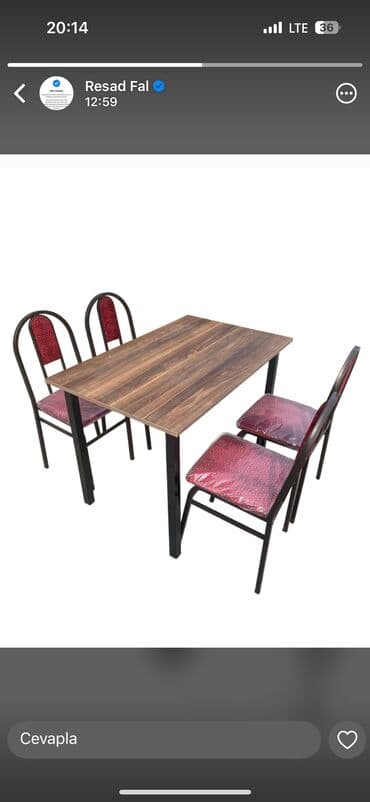 mətbəx ucun stol stullar: Mətbəx üçün, Yeni, Açılmayan, Kvadrat masa, 4 stul — 7