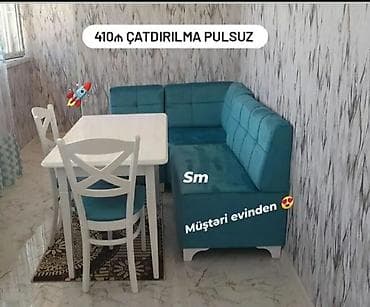 Mətbəx üçün, Açılmayan, Dördbucaq masa, 2 stul