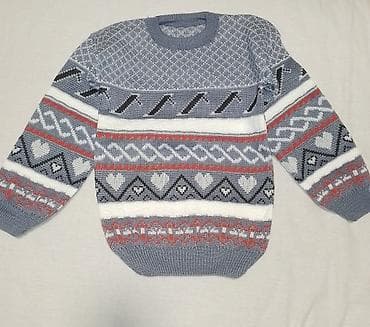 Dəstlər: Uşaq geyimləri dəsti - Boz-naxışlı triko sviter: Göy-boz, ağ və — 1