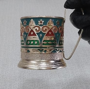 stekan bezekleri: Stəkanlar, rəng - Gümüşü, Şüşə, 2 ədədli dəst, SSRİ — 7