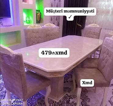 saxta baba satisi: - Klassik üslubda yemək otağı dəsti: 1 böyük düzbucaqlı masa + 6 — 1
