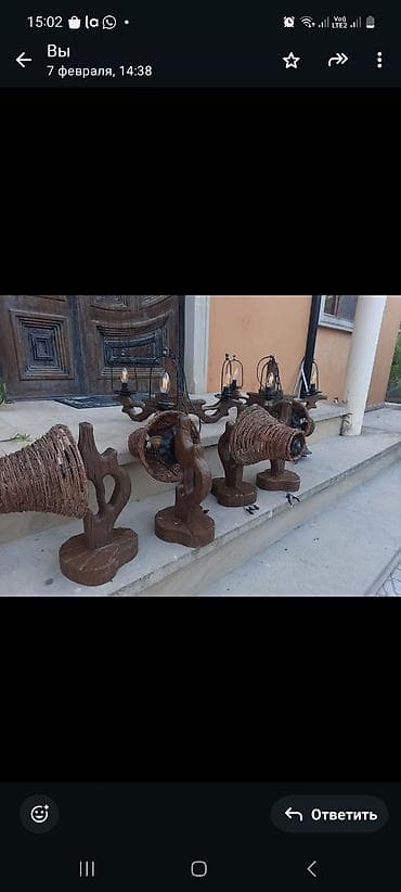 Rustik dizaynlı əl işləri masa lampaları və divar braları 4 eded divar