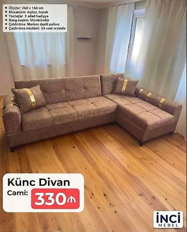 divan: Künc divan, Yeni, Açılan, Bazalı, Parça, Şəhərdaxili pulsuz çatdırılma — 1
