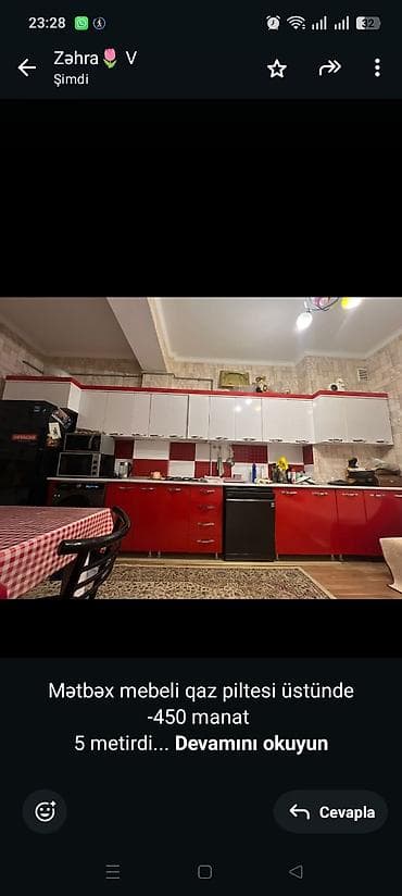 Mətbəx mebeli qaz piltesi üstünde -450 manat 5 metirdi .Xətai rayonu