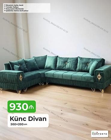 Künc Divan – 300×200 sm - Açılan, bazalı mexanizm: gündəlik istirahət — 1