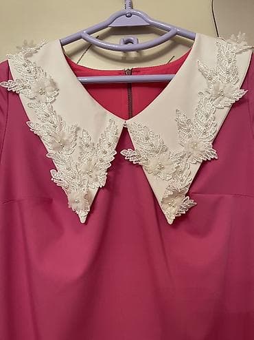 Baş geyimləri: Açıq çəhrayı rəngdə, qısaqol don. Ağ rəngli, iri, naxışlı yaxalıq inci — 2