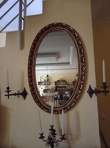 Güzgü Divar üçün, Oval, Dekorativ, Şamdanla