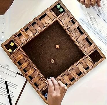 idman şort: Taxta “Shut the Box” zər oyunu - Material: təbii ağacdan hazırlanmış — 1