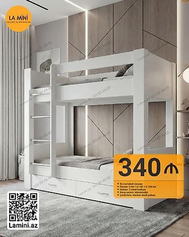mini drel: Oğlan və qız üçün, Çarpayı, Matras ilə, Siyirməli, Taxta — 1