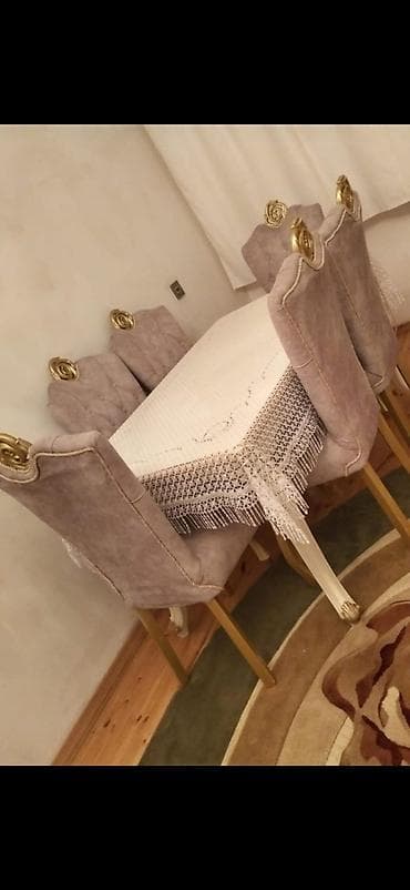 kompüter stolu: Qonaq otağı üçün, Açılmayan, Dördbucaq masa, 6 stul — 1