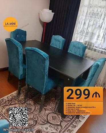 Açılan, Dördbucaq masa, 6 stul