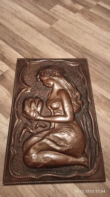 3d qelem bakida: Dekorativ dairəvi mis relyef panel Azərbaycan rəqs edən qız ideal — 6