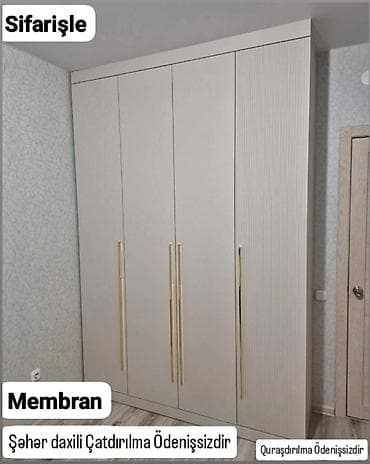 sendivic panel: Düz dolab, Yataq otağı üçün, Paltar üçün, Açılan, Korpuslu, 4 qapılı — 1