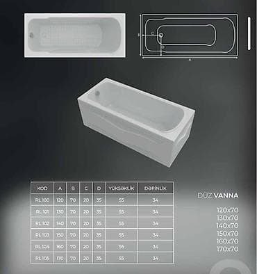 vanna olculeri: Yeni Vanna, Akril, 120x70 sm, Ödənişli çatdırılma — 2