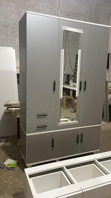 3 qapılı, Güzgülü, Ağ, Digər material, Açılan, Düz dolab — 2