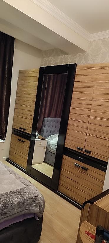 şkaf paltar: 3 qapılı, Güzgülü, Qara, Taxta, Kupe, Düz dolab — 2