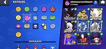 qizil sikke: Brawl Stars hesabı – yüksək trofeyli və zəngin kosmetik kolleksiya — 10