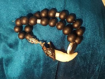 vasmi tesbeh: Təsbeh – bədii dizaynlı, canavar başlığı təbii canavar dişi və 925 — 7