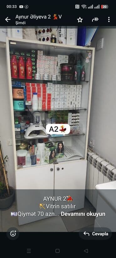 AYNUR 2💃 🪄Vitrin satılır 💶Qiymət 70 azn 🏘️Ünvan elimlər akedemiyası