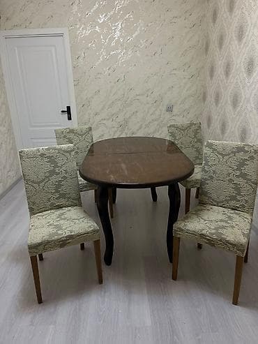 Qonaq otağı üçün, İşlənmiş, Açılan, Oval masa, 4 stul — 2