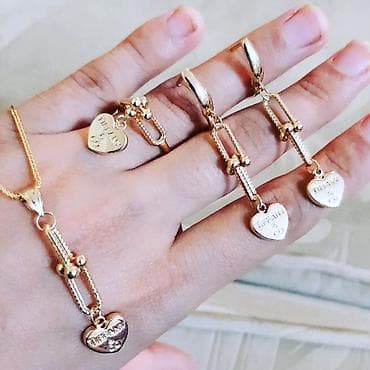 тиффани баку: В комплекте: Серьги, Кольцо, Кулон, Tiffany, Желтое золото, 585 проба — 1