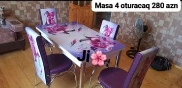 стекло на стол: Для кухни, Новый, Раскладной, Прямоугольный стол, 4 стула — 1