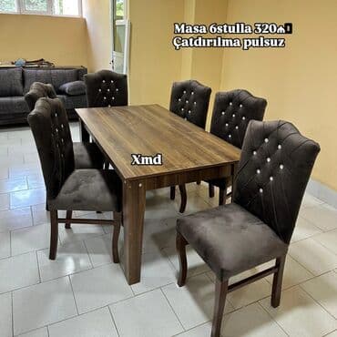 Muncuqlar: Qonaq otağı üçün, Dördbucaq masa, 6 stul — 1