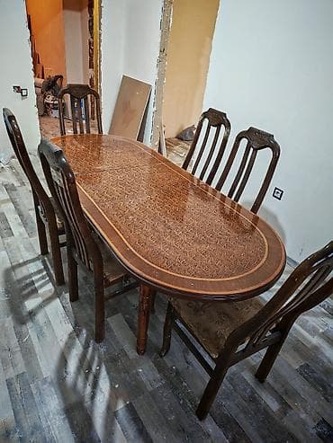 plasmas ustol: Qonaq otağı üçün, İşlənmiş, Açılmayan, Oval masa, 6 stul — 3