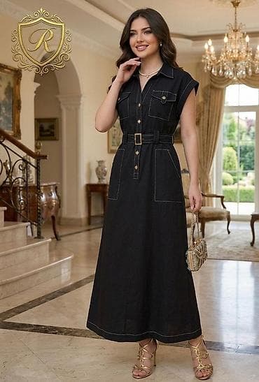 Maksı uzunluqda, qolsuz köynək-kəsimli qadın donu. - Düz, zərif — 1