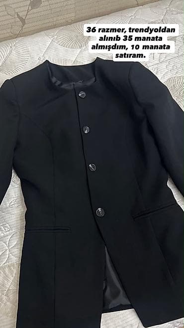 Qara rəngli qadın blazer gödəkçə - Ölçü: 36 - Model: düyməli, yaxası