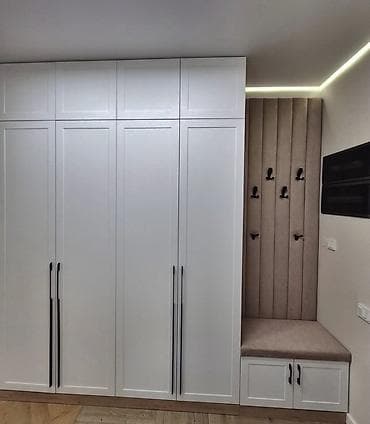 dolab hamam: 4 qapılı, Güzgülü, Ağ, Digər material, Açılan, Düz dolab — 4