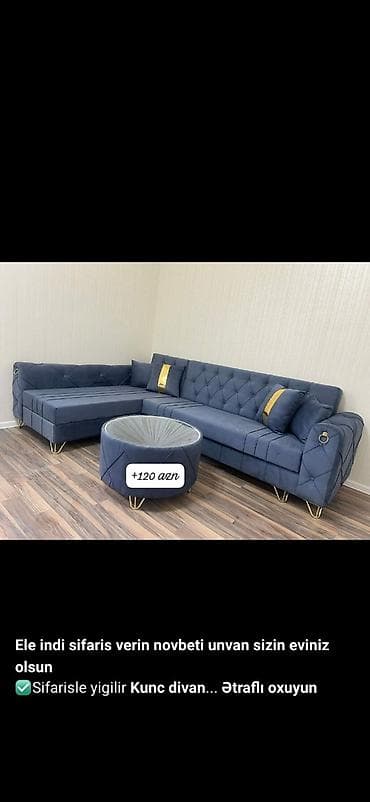 mebel: Künc divan, Qonaq otağı üçün, Parça, Bazasız, Açılmayan, Kitab — 3