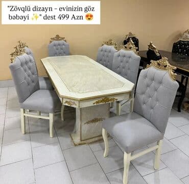 işlənmiş stol stul dəsti sumqayit: Qonaq otağı üçün, Yeni, Açılmayan, Dördbucaq masa, 6 stul — 1