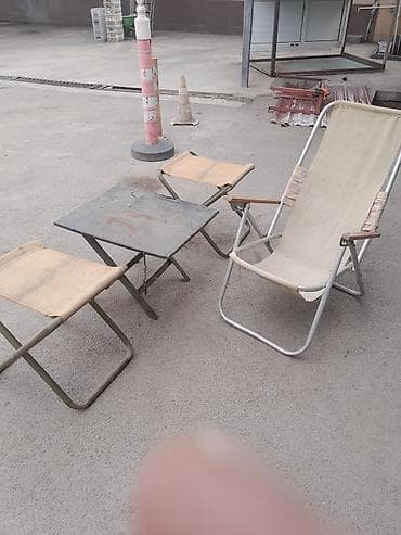 bağ ucun stol: Yeni, Kvadrat masa, 3 stul, Qatlanan, Stullar ilə, Metal — 1