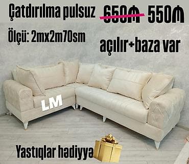 divan və kreslo: Künc divan, Açılan, Bazalı, Şəhərdaxili pulsuz çatdırılma — 1