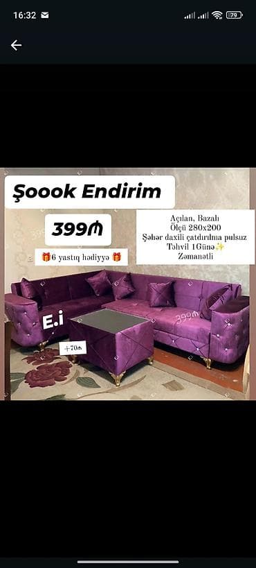 Yeni, Künc divan, Qonaq otağı üçün, Açılmayan