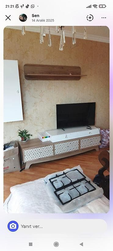 haçar naboru: Qonaq otağı üçün TV stendi və bufet dəsti - Rəng və material: ağ və — 4