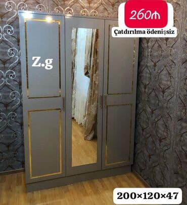 viona mebel: *Dolab 3 qapılı💫260Azn* ▫️Rəng seçimi sərbəst *▫️Material:Rusiya — 1