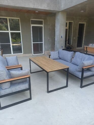 paduqa satisi: Yeni, Kvadrat masa, 4 stul, Açılmayan, Skameykalar ilə, Metal, Azərbaycan — 2