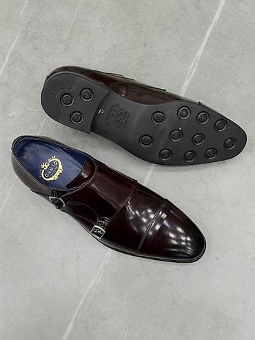 ayaggabı: Kişi üçün klassik “double monk strap” dəri ayaqqabı - Rəng: bordoya — 3