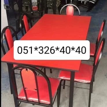 stol və stul dəstləri: Yeni, Dördbucaq masa, 6 stul, Açılmayan, Stullar ilə, Metal, Azərbaycan — 8